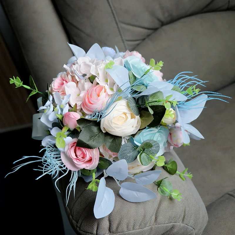 Artificial silk flower bridal bouquet wedding handed flower studio photography travel photo shooting props wedding celebration