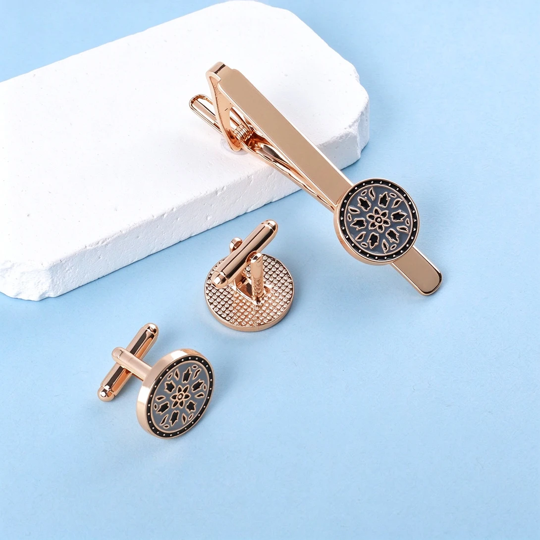 Metal Round Vintage Floral Man - Tie Bar Set Gift ulasan dan harga
