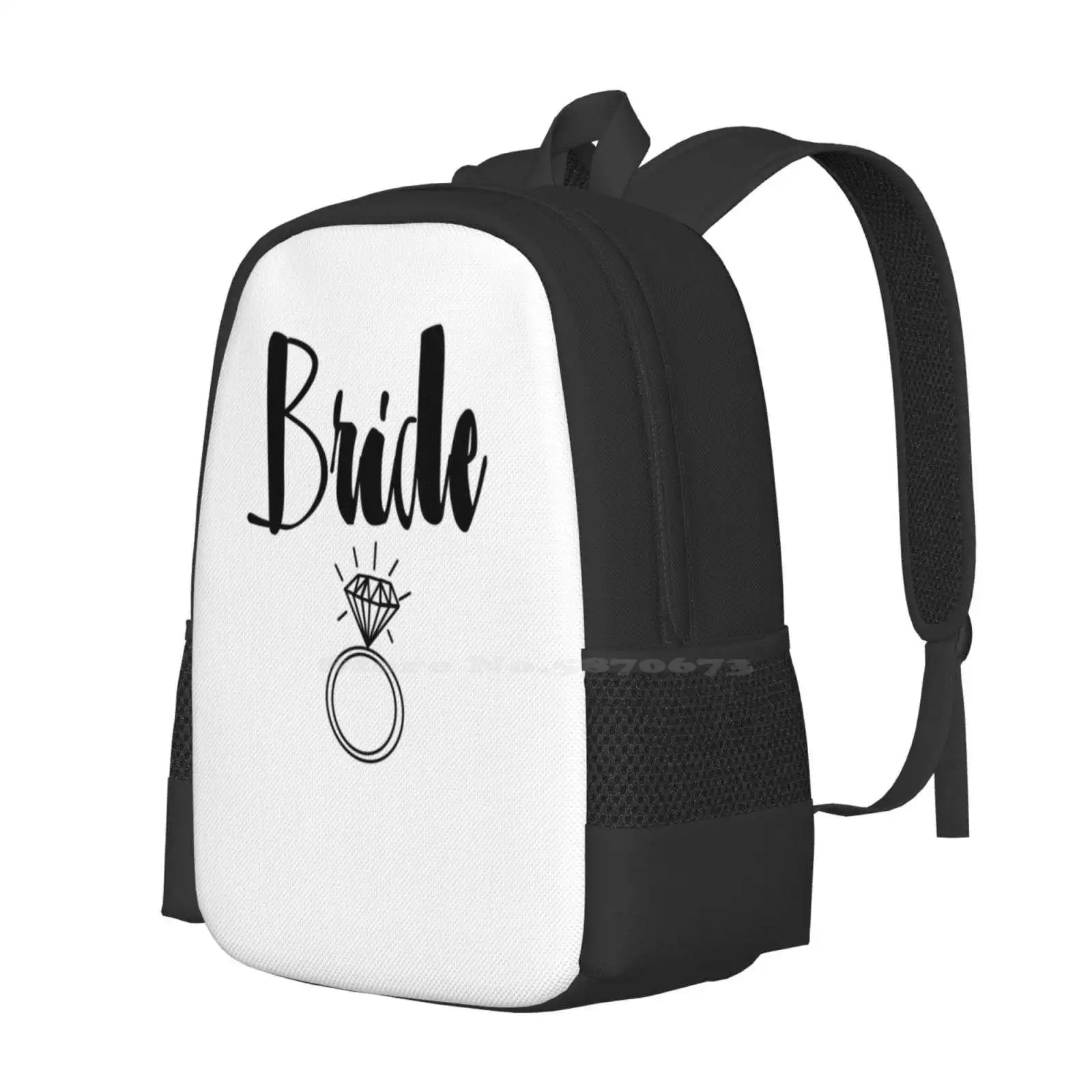 Cute Wedding , Bridal , Engagement " Bride " With Ring School Bags Travel Laptop Backpack Funny Brides Tribe Cute Brides Tribe