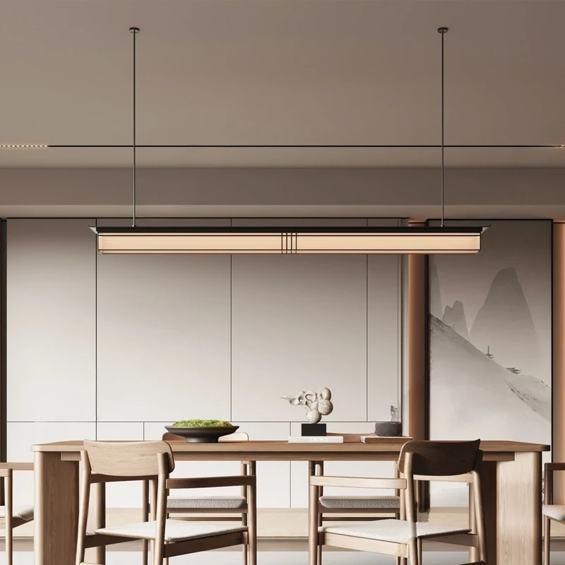 

2025 new designer custom lamps Chinese restaurant tea room one-word chandelier bar study front desk lighting