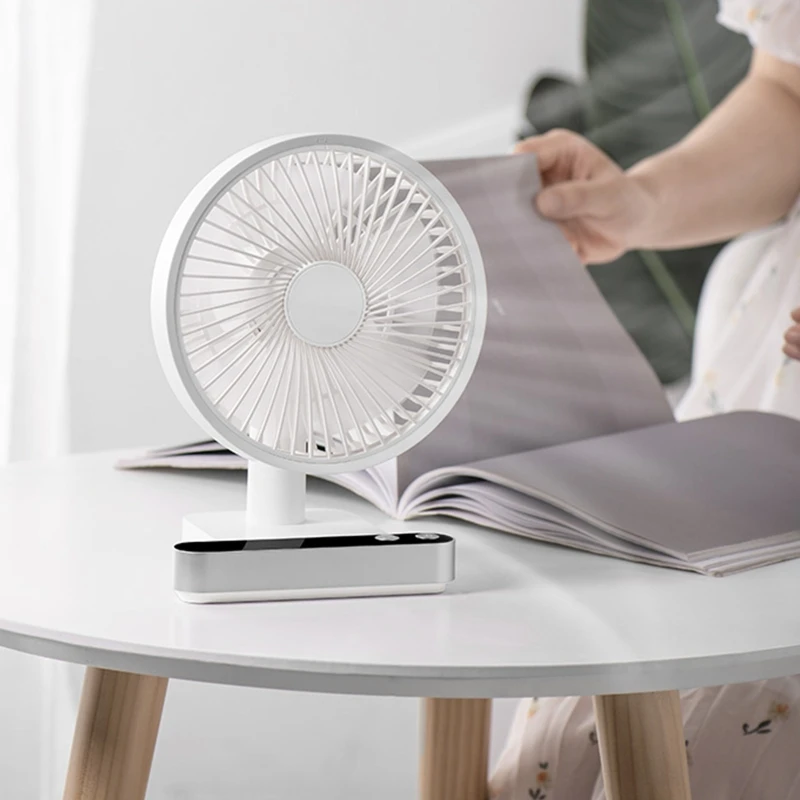 4000mah Desk Fan USB Oscillating Fan with Adjustable for Head 4 Speeds Mini Size Desktop Fan for Home Office Outdoor Tra