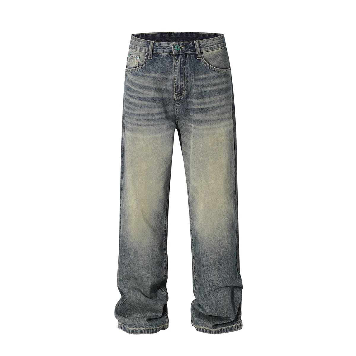 

Vintage Washed Blue Pockets Jeans Pants Mens and Womens Streetwear Retro Baggy Denim Trousers Oversized Casual Cargos