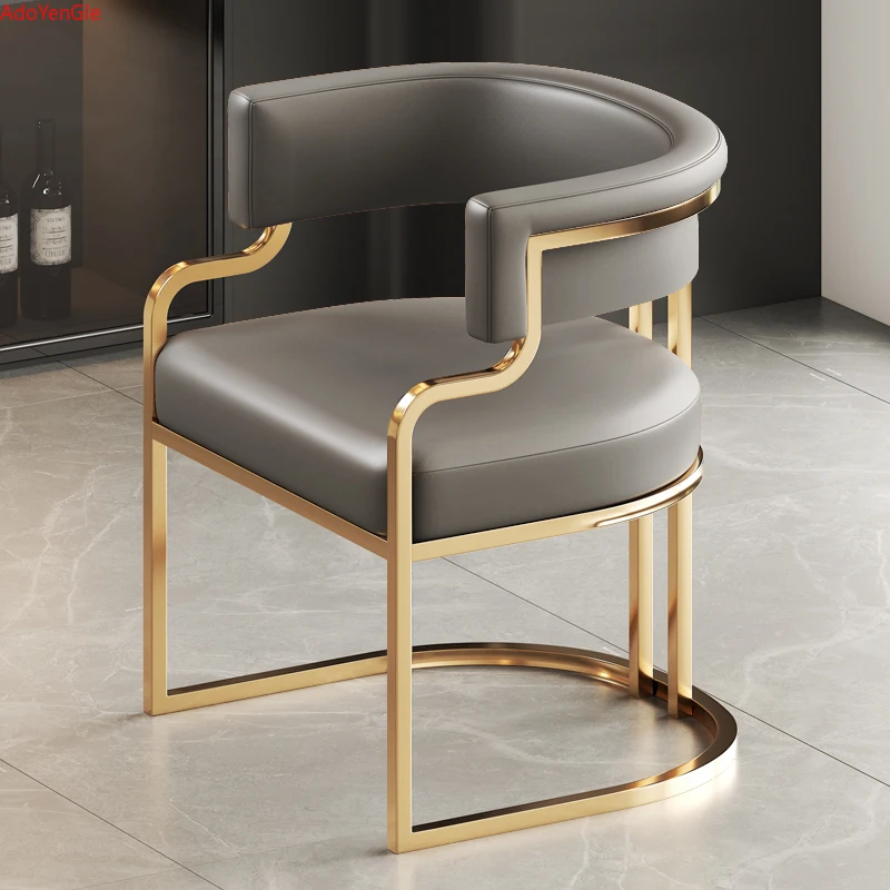 Designer Dining Chairs Beige Gold Legs Waiting Fashion Sofa Chairs Luxury Adults Floor Protector Sillas Indoor Supplies