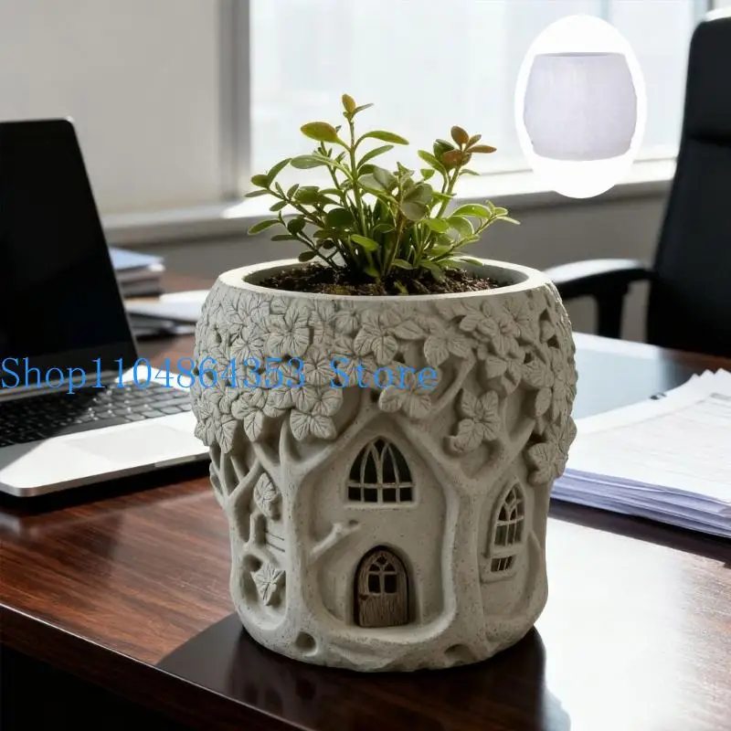 652F Tree House Silicone Mold for Resin Jewelry Crafting and Plant Container Making