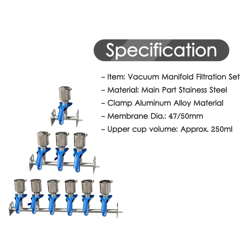 1/3/6 Way Branches Vacuum Filtration Manifolds System Membrane Buchner Funnel Filter Stainless Steel Refillable Bottle Flask Set