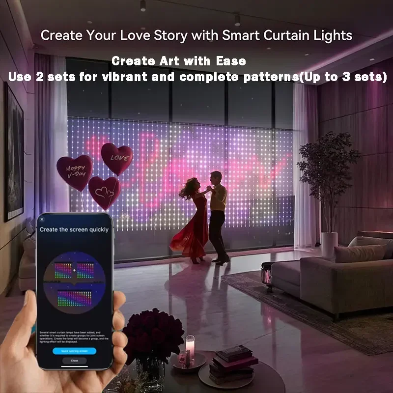 400個のledを使用したスマートカーテンライト。bluetoothアプリで操作可能。rgbフェアリーライト。diyで音楽に合わせて色が変わる装飾ライト。窓や寝室の装飾に最適。