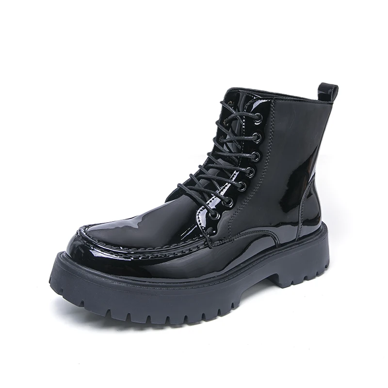 

Новые мужские кожаные ботинки 2025 года в британском стиле, черные повседневные, на толстой подошве, увеличивающие рост, высокие кожаные туфли для мужчин