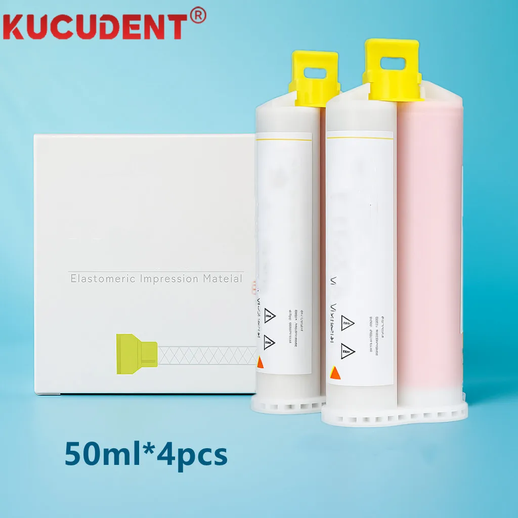 

1Set Dental Light Body Silicone Impression Material 50ml Cartridge for Gun Rubber Elastomeric Gum Mixing Tips Bite Registration
