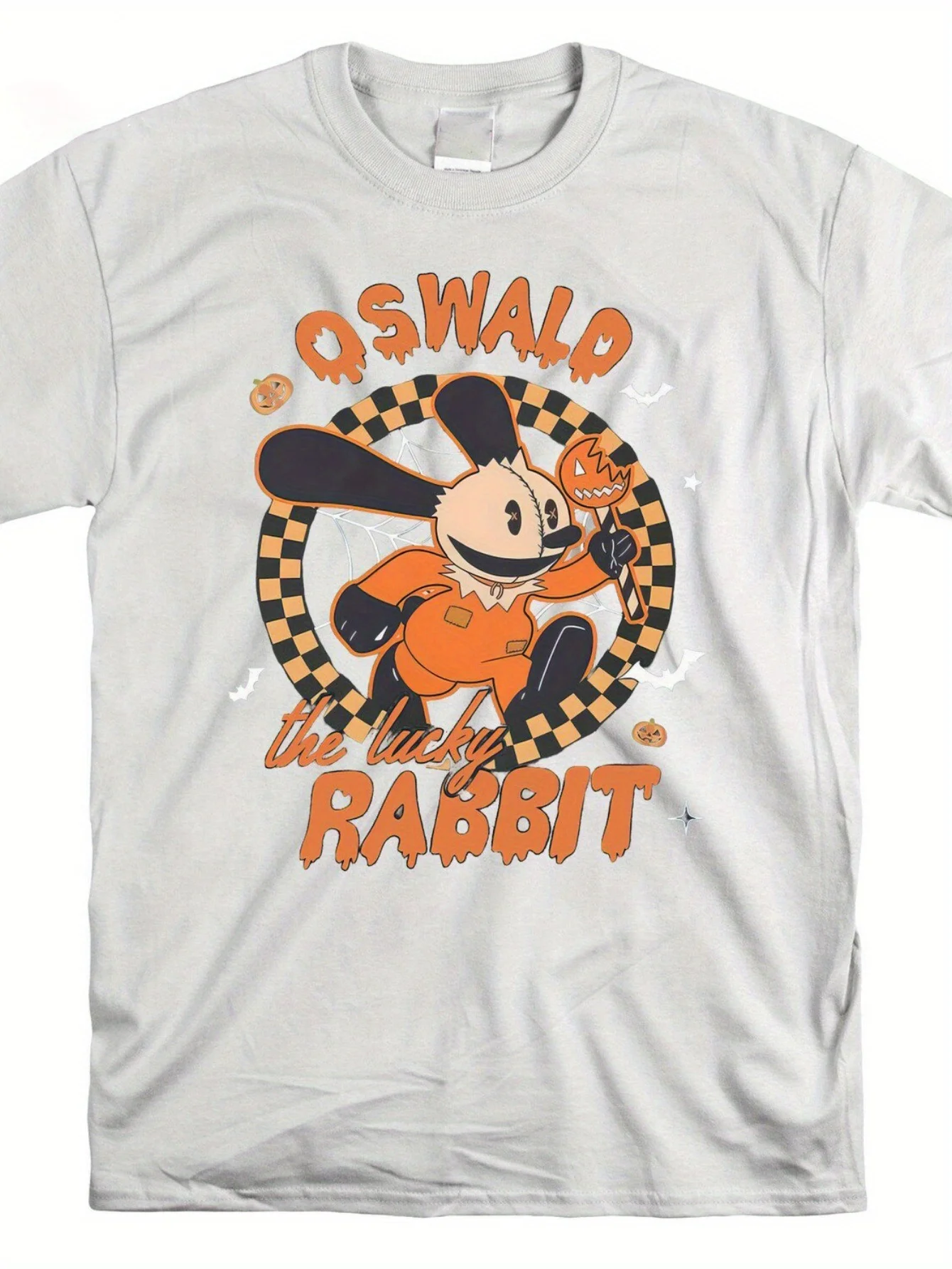 

Disney Lucky Rabbit Oswald Halloween Men's and Women's T-shirts - Round Neck Short Sleeve Pumpkin Four Seasons