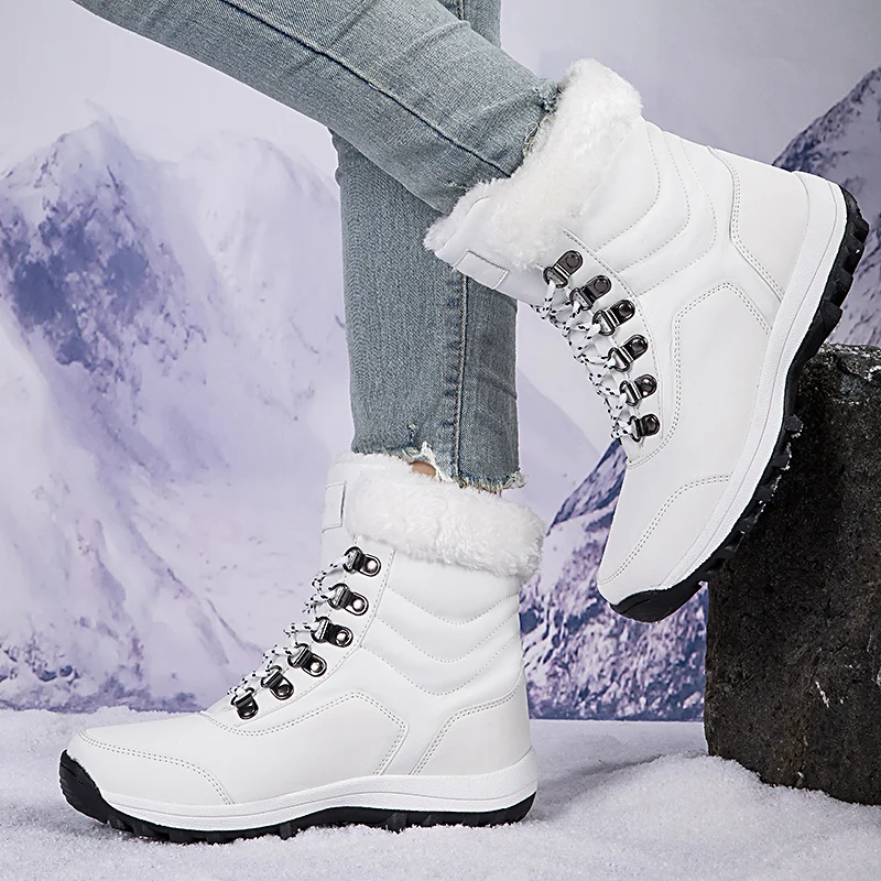 Women\'s Boots 2024 Winter Plush Snow Boot High Top Fashion Boots Outdoors Sneakers Women Warm Waterproof Boot Casual Cotton Shoe