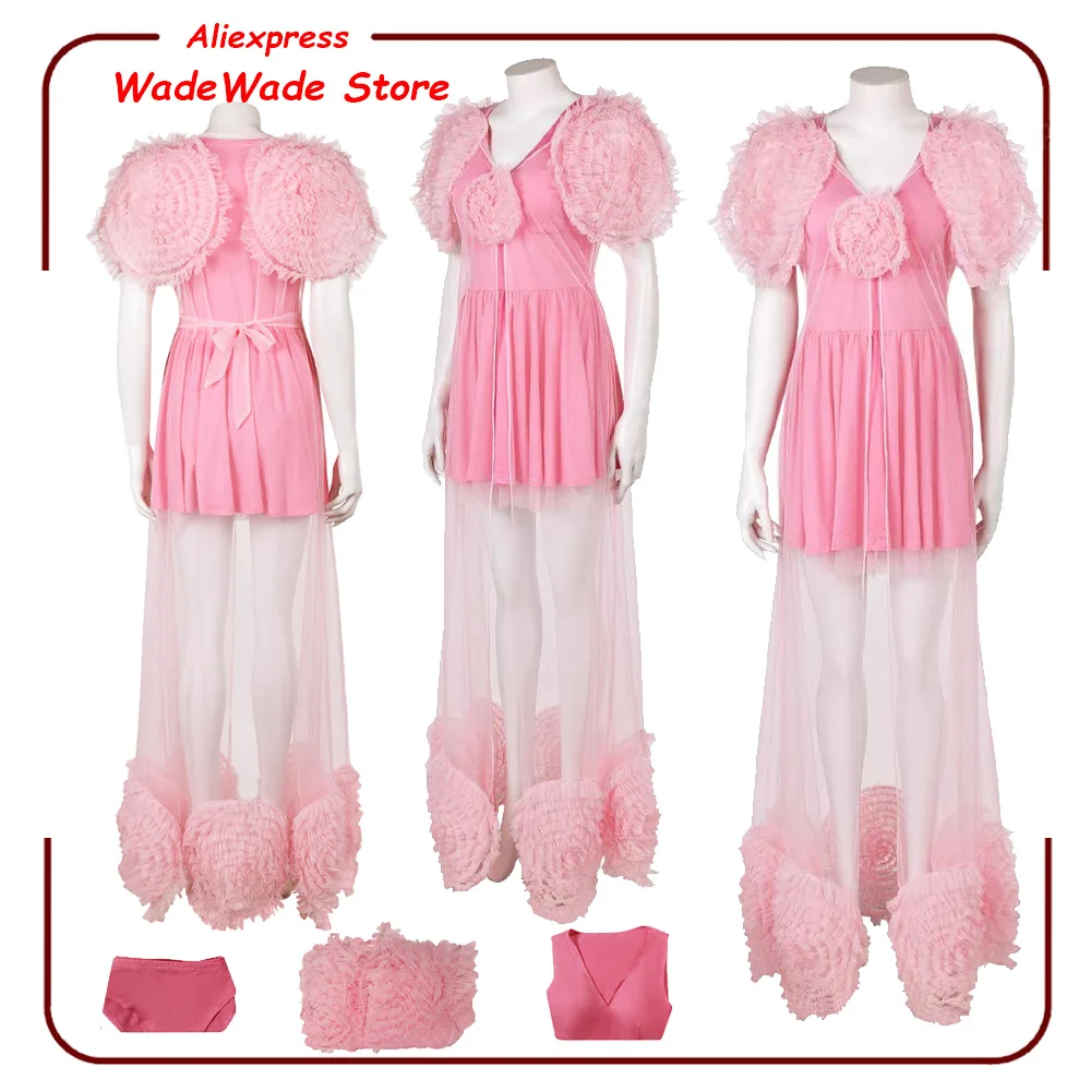 Movie Wiked Glinda Cosplay Pink Costume Sleepwear Women Coat Dress 2024 Fashion Halloween Carnival Party Night Wears Female Suit