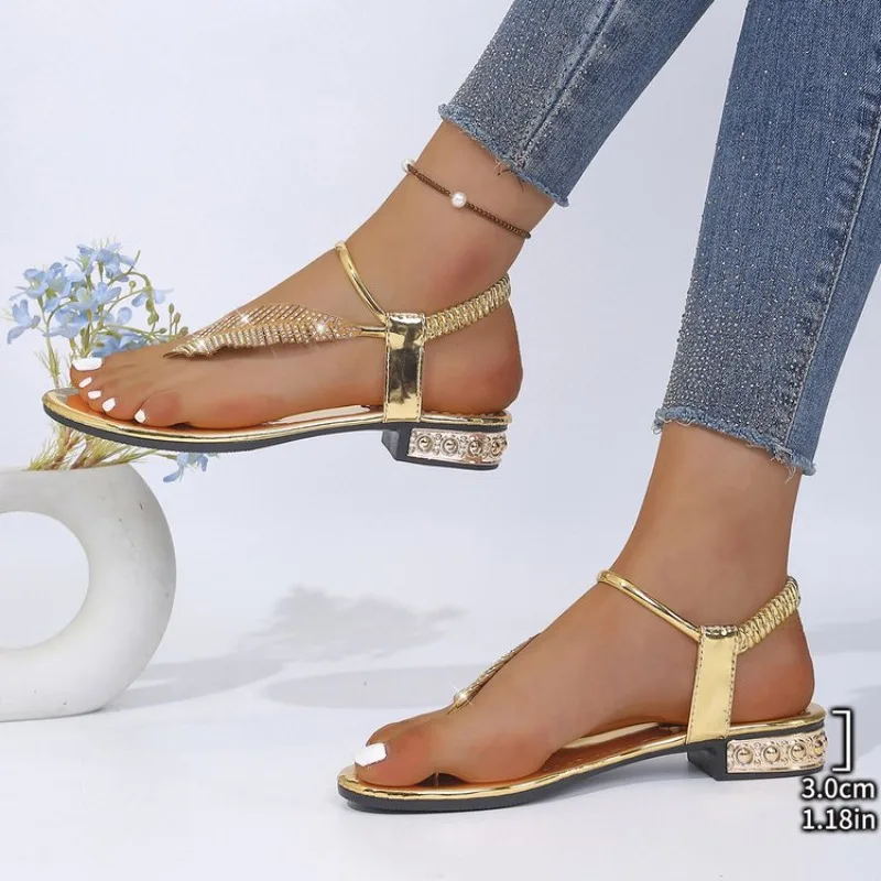 2026 New Women Sandals Fashion Rhinestone Decoration Sandals Simple Comfortable Casual Woman Shoes Designer Lightweight Shoes view 3