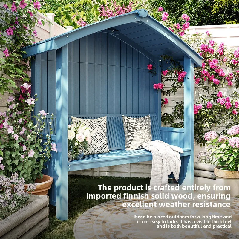 Preservative wood terrace wooden house seats, gazebo leisure chairs, outdoor courtyard garden arrangement