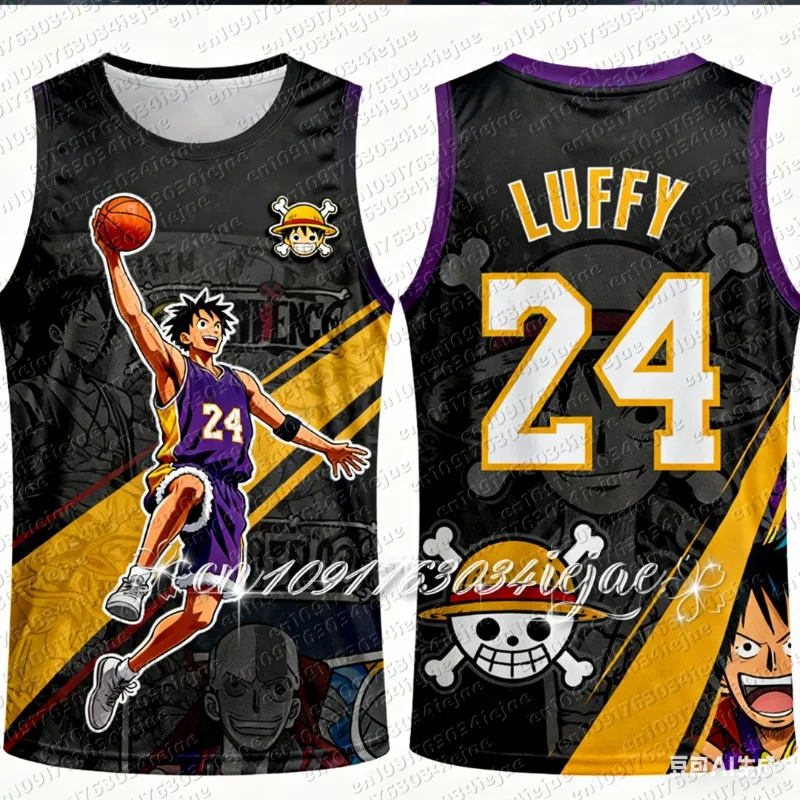 2026 Neue One Piece Special Edition Basketball-Trikot-Weste Luffy 3D-Druck Erwachsene Herren Basketball-Weste Kinder Atmungsaktives Sweatshirt