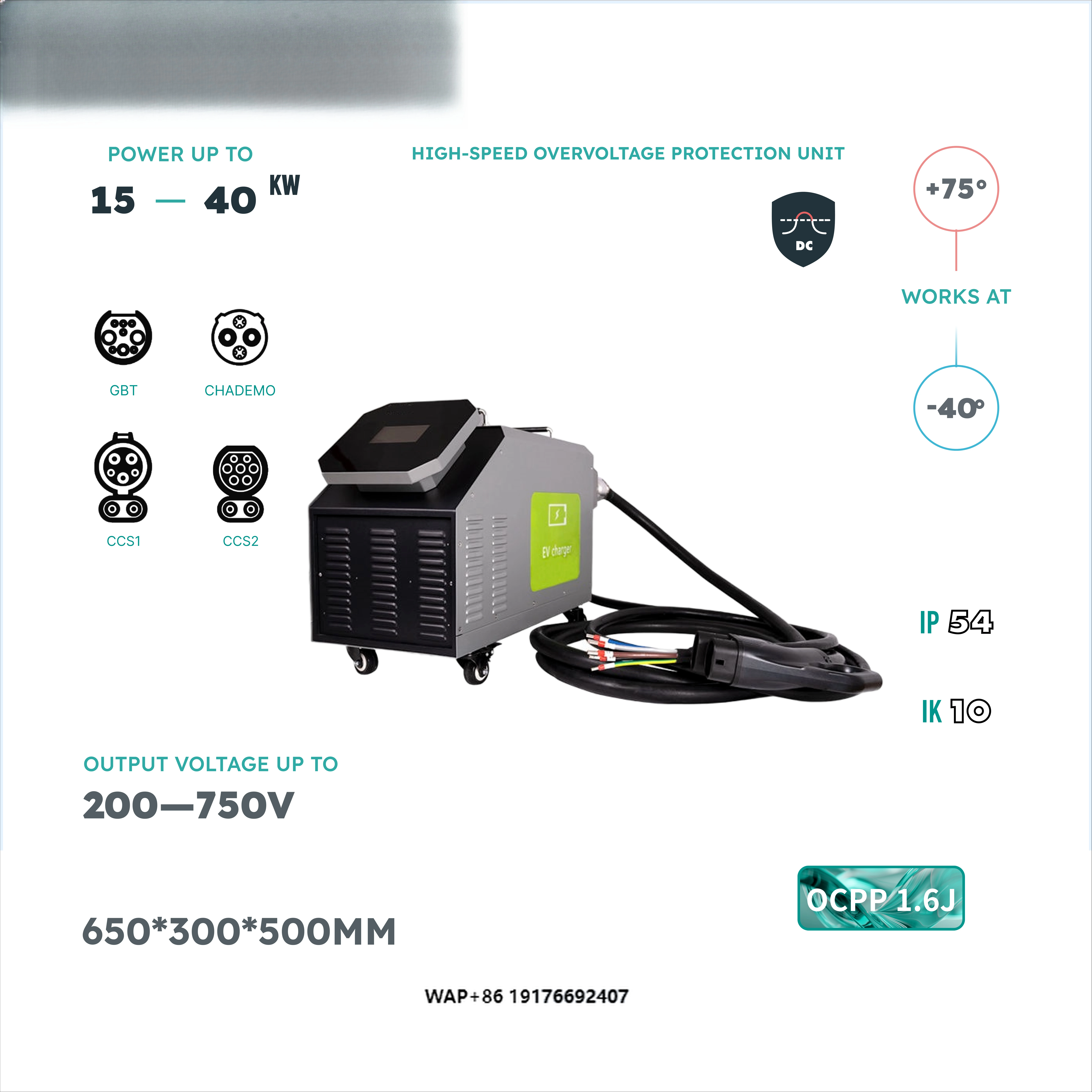 Nancome15KW 20KW 30KW 40KW CCS GBT Chademo Portable EV Charging Mobile Power Bank for Electric Car Outdoor Charging GBT CCS1/2