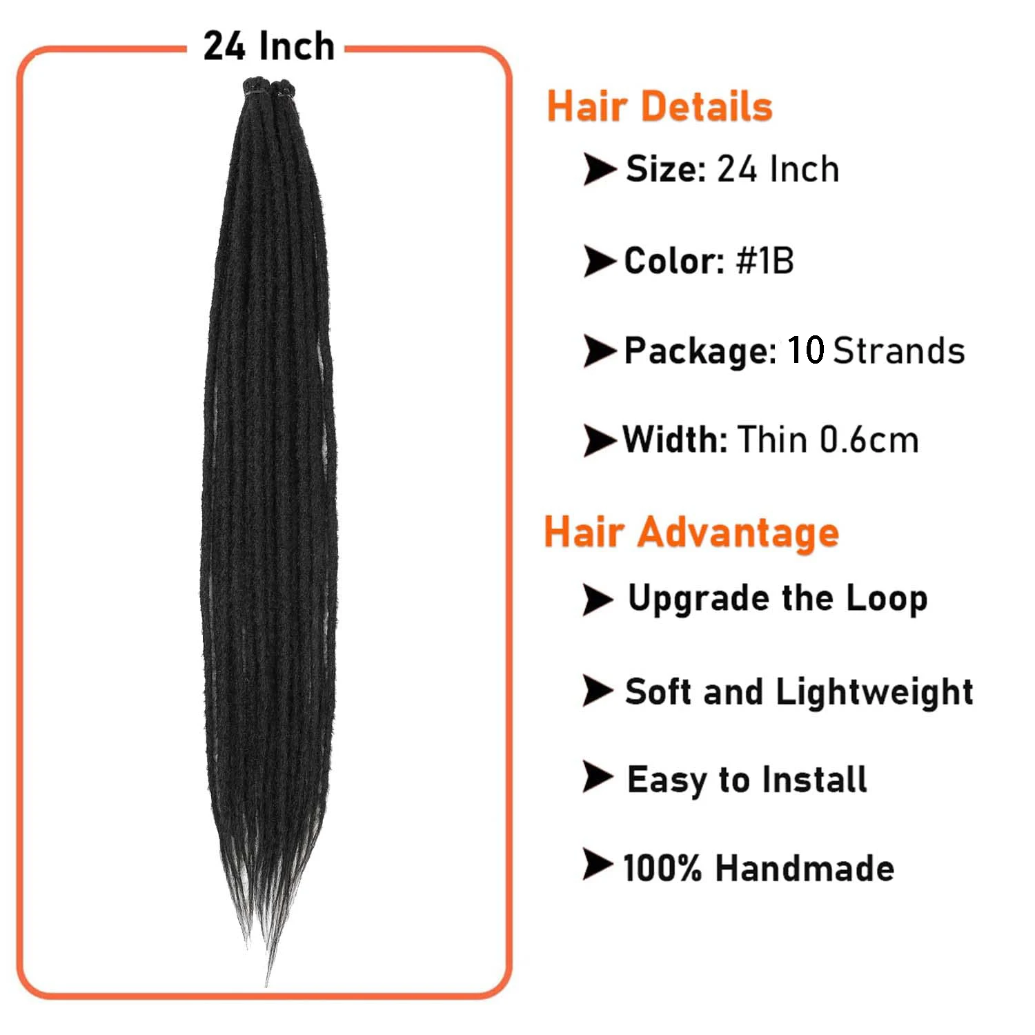 24 Inch Synthetic Dreadlock Extensions 10 Root/pack Hippie Single Ended Dreads Ombre Loc Extensions Reggae Style Crochet Hair