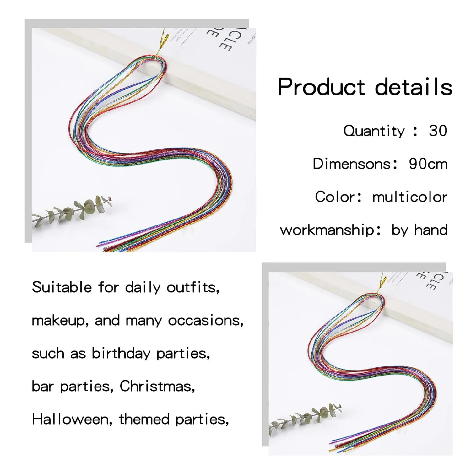 30 Pcs Colorful Hair Wrap String For Braids, Multi Rainbow Braiding Hair Tie, Girls Braids Hair Styling Accessories