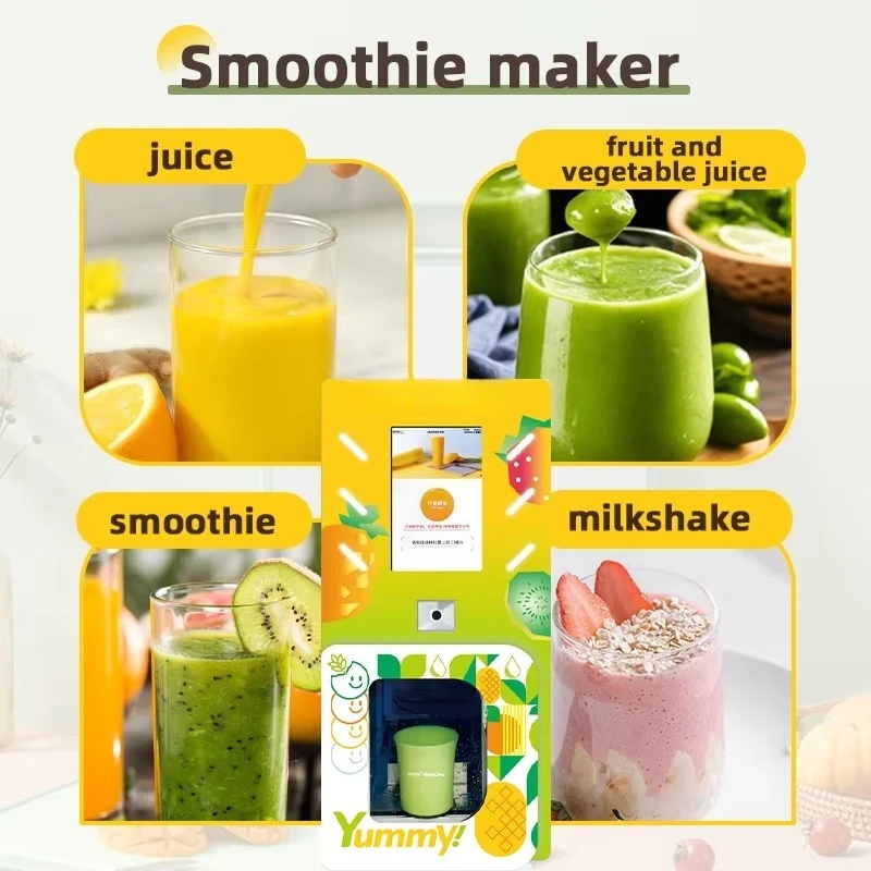 Desktop Fruit Smoothie Vending Machine 24H Self Service QR Token Payment Smart Frozen Beverage Custom