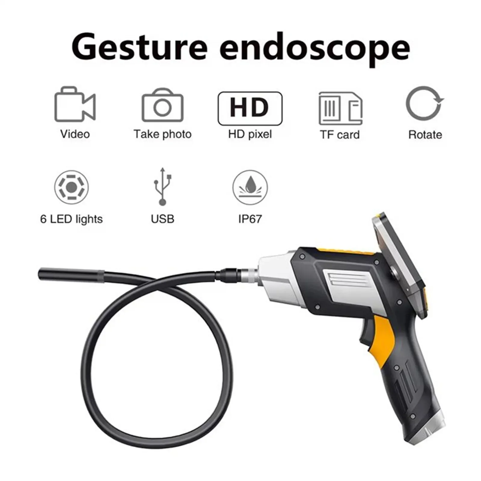 Endoscopio HD 1080P resistente al agua, endoscopio de mano con pantalla de 4,3 pulgadas, fotografía lejana subacuática, vídeo de seguridad y examen