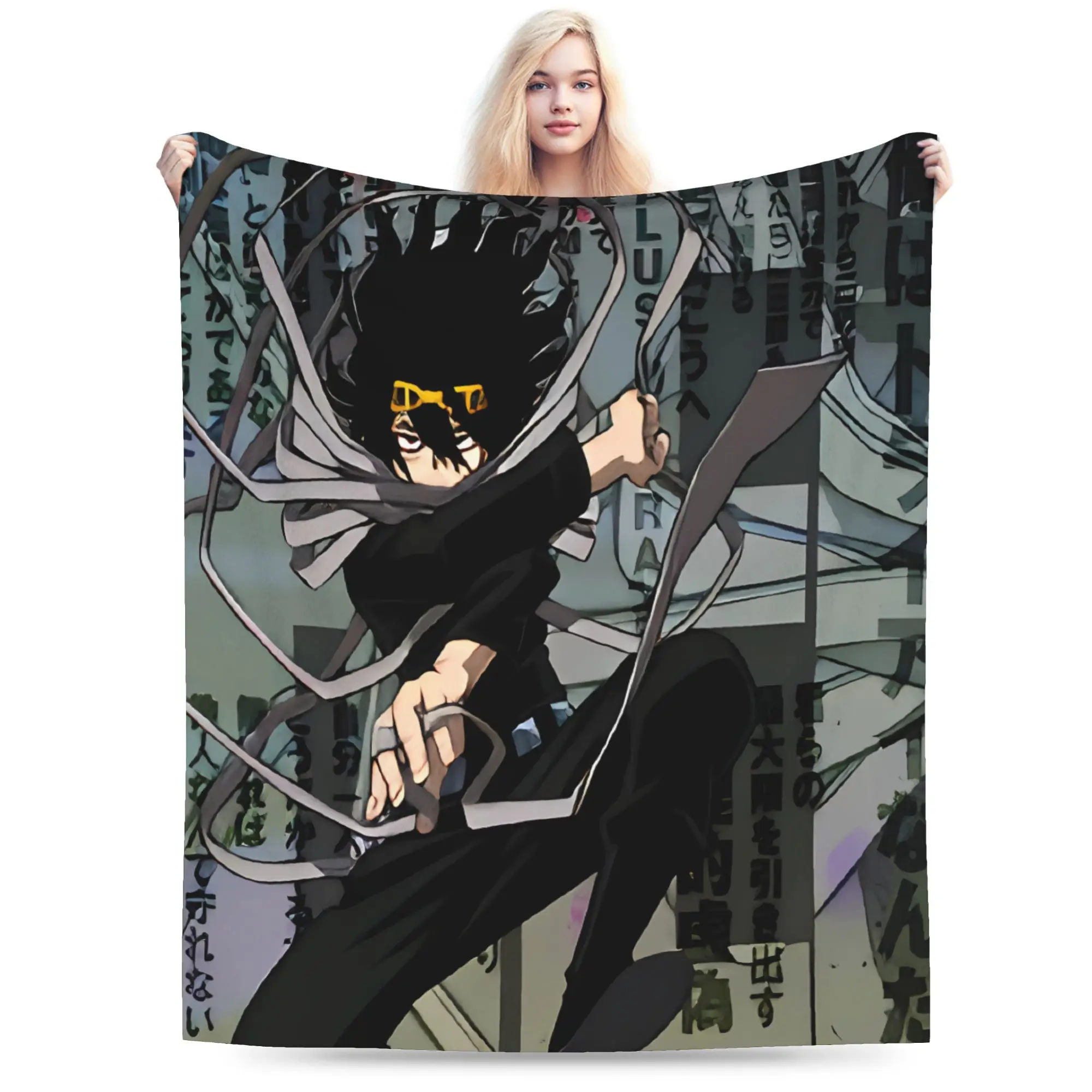 Aizawa Shota Collage Blanket  Warm Soft Pattern Plush Throw Blanket For Bedroom Travel Flannel Bedspread Bed Cover