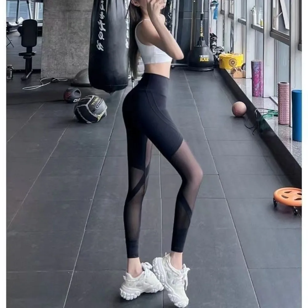 Outdoor Seks Open Kruis Erotische Broek Yoga Fitness Vrouwen Sexy Strakke Hoge Top Sport Naadloze Leggings Perzik Heup Push-Up Broek