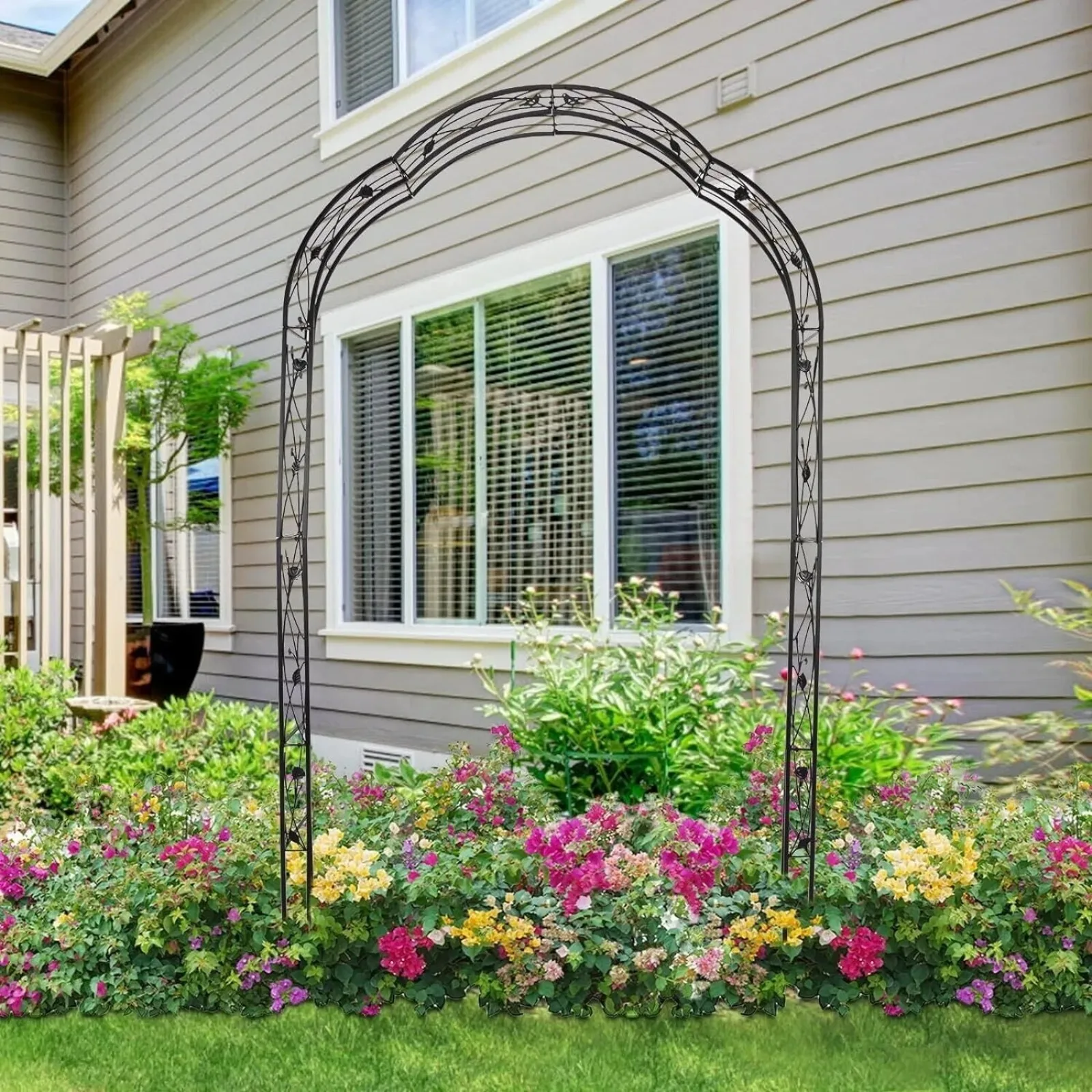 US Outdoor arched Trellis metal garden tree stump arch frame for climbing plants-