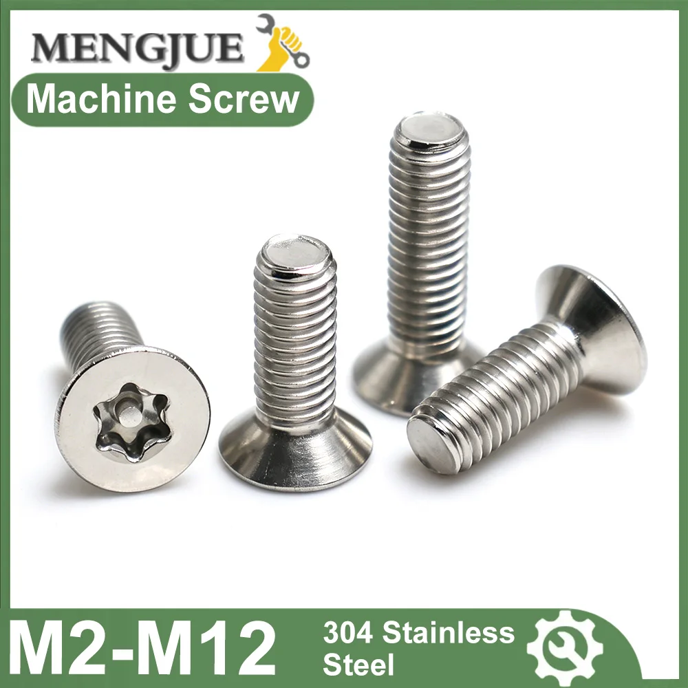 304 Stainless Steel Security Torx Screws Pin Star Drive Flat Countersunk Head Tamper Proof Bolts M2-M12