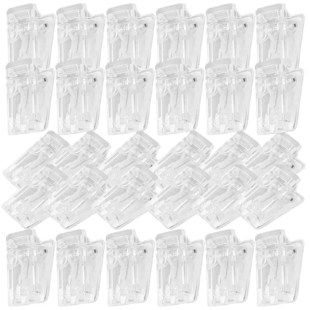 50pcs Self Spring Clips Clear Plastic Id Cards Clip Badge Holders ID Card Clip Wall Photo Paper Clips Spring Designed