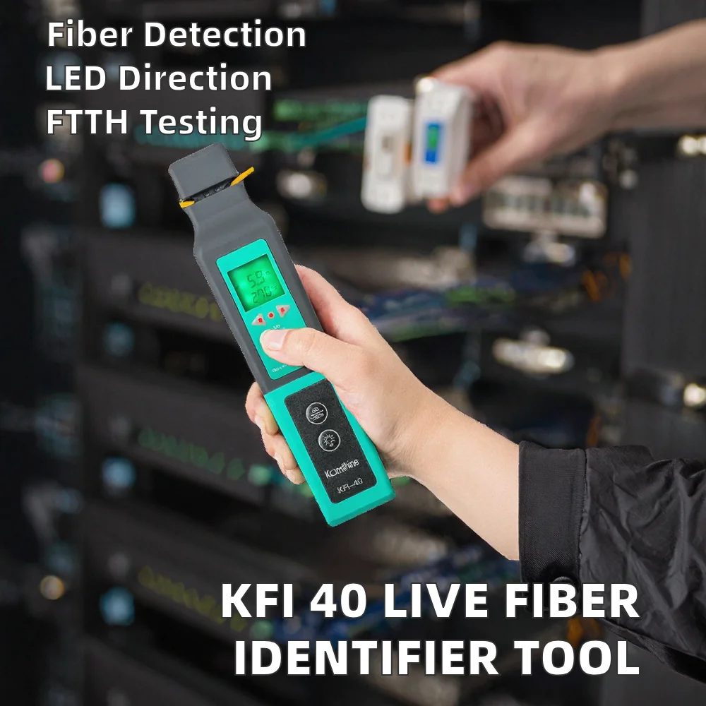 KFI-40 RJ45 Fiber Optical Identifier LED Display Direction Break Checker FTTH Testing Tool for Fiber Patch Cord 5-Year