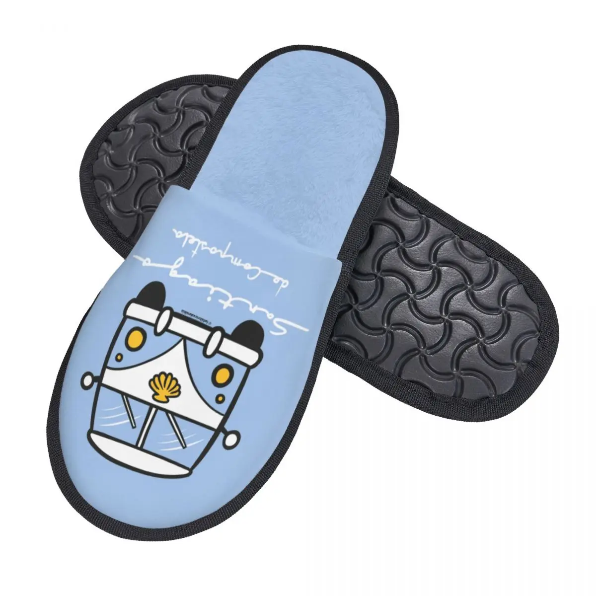 Custom Light Blue Santiago Van Memory Foam Slippers Women Cozy Warm House Slippers