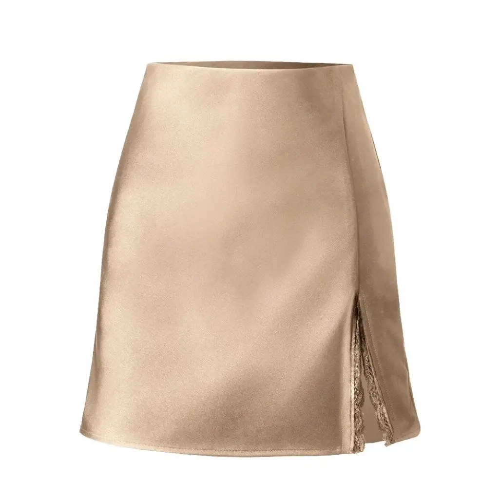 

Women's High-Waist Satin Skirt Lace Split Elastic Sexy Hip Skirt Fashion for Europe And United States