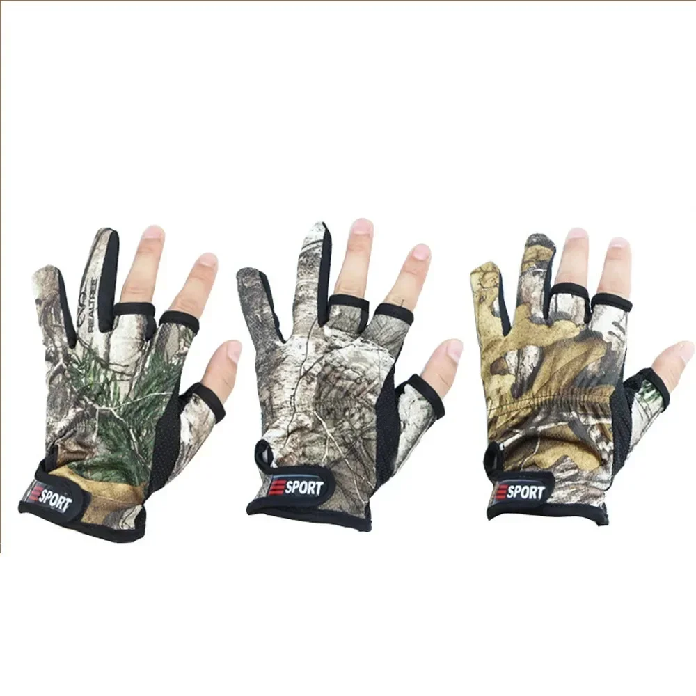 High Quality Hot Sale Best Brand New Fishing Gloves 3 Finger Anti-slip Camo Cut Fish Gloves Ourdoor Waterproof