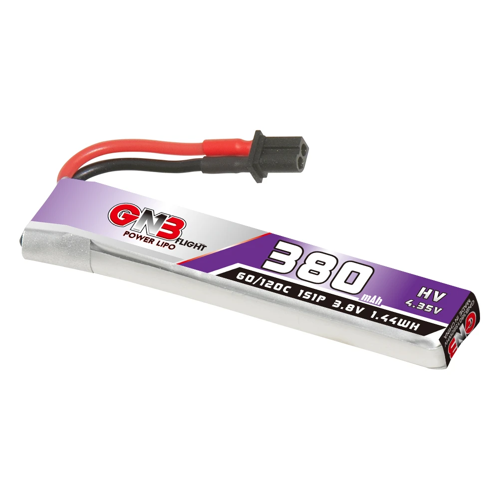 GAONENG GNB 380mAh 1S 3.8V Lipo Battery 60C A30 Cable For 65mm FPV Drone, BetaFPV Meteor65 Pro ELRS, Brushless Quads,Tiny Whoop