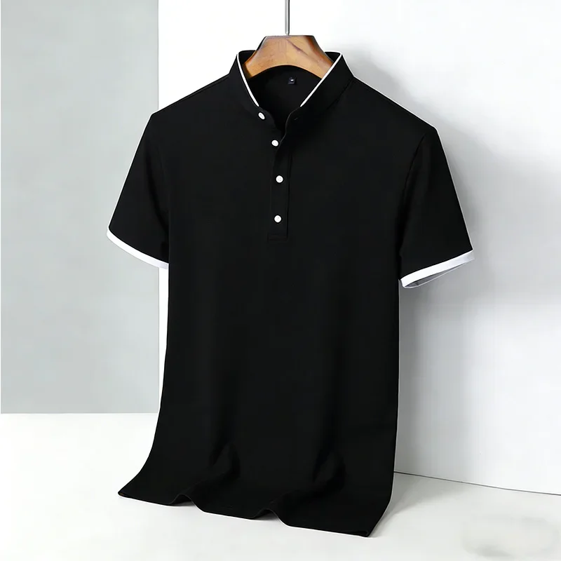 

2025 New Men's Stand Collar Polo Shirt Breathable Short Sleeve Daily Commute Wear