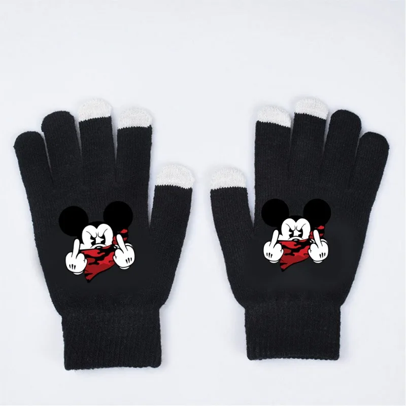 Cartoon Disney mickey minnie mouse Cotton Gloves Anime Figures Elasticity Glove Accessories Thicken Winter Warm Unisex Boy Girl