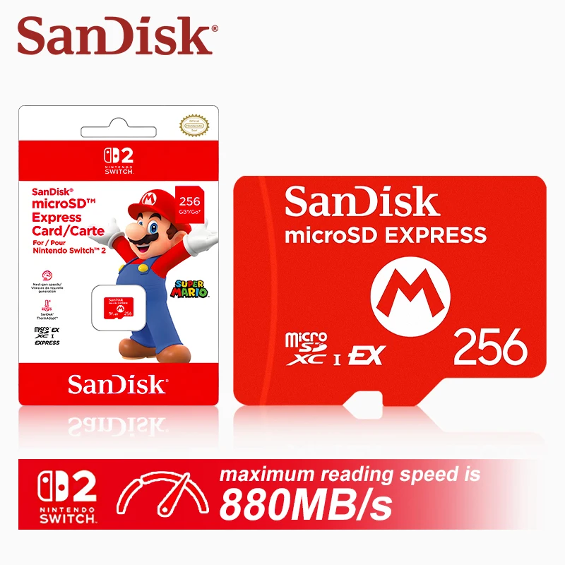 SanDisk microSD Express memory card High Speed microSDXC 256GB Raed Speed up to 880MB/s for Nintendo Switch 2 Memory Card Game