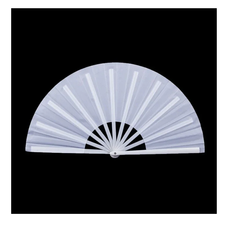 10pcs Pack 13 Inch Blank Foldable Fan Sublimation Printing Polyester Clacking Fan with Plastic Ribs KongFu Hand Fan Dance