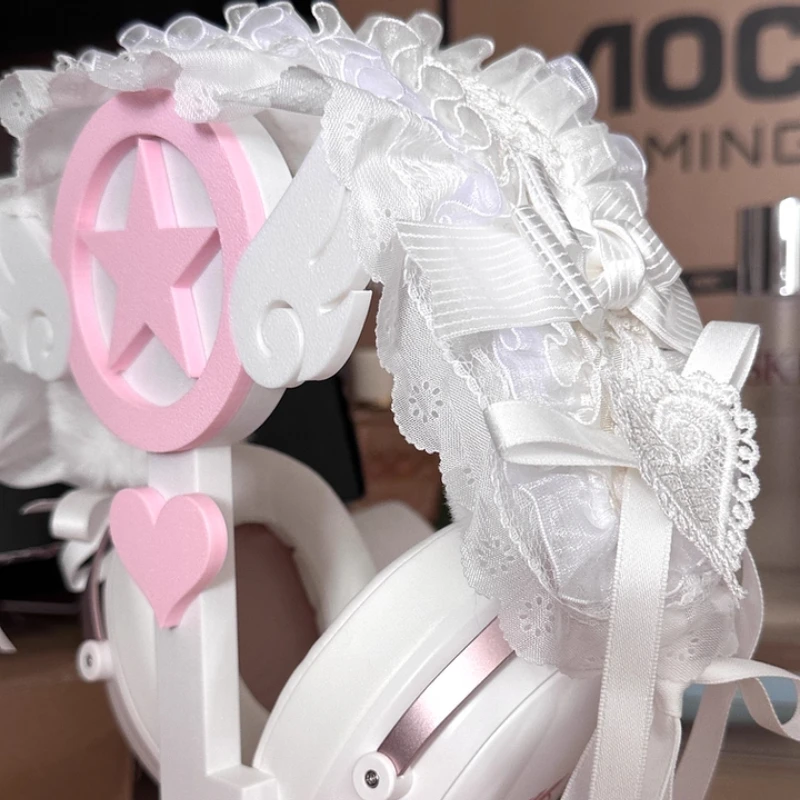 Ochraniacz na słuchawki nauszne, czysta biała koronka, japońska wstążka z kokardką, etui ochronne na słuchawki Hurricane 3 dla Airpods Max Y2K — zdjęcie produktu 3