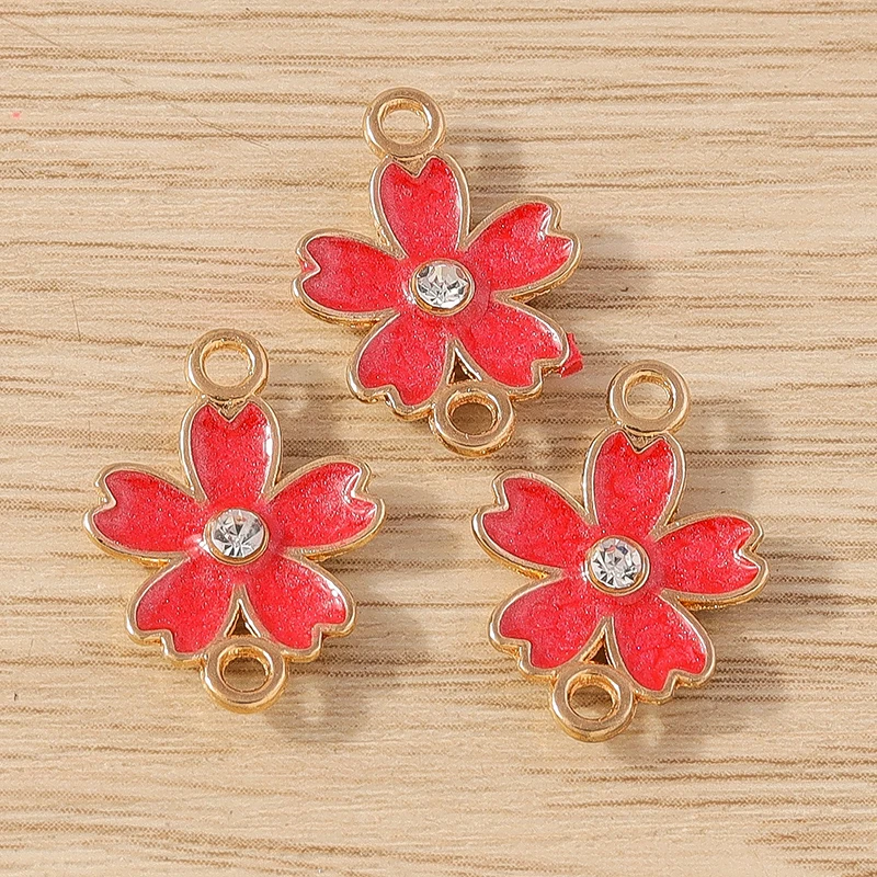 10 stücke 14x18mm niedlichen Emaille Blume Charms Anschlüsse für Schmuck Herstellung Armbänder Halskette Ohrringe DIY handgemachte Handwerk Zubehör – Detail 25