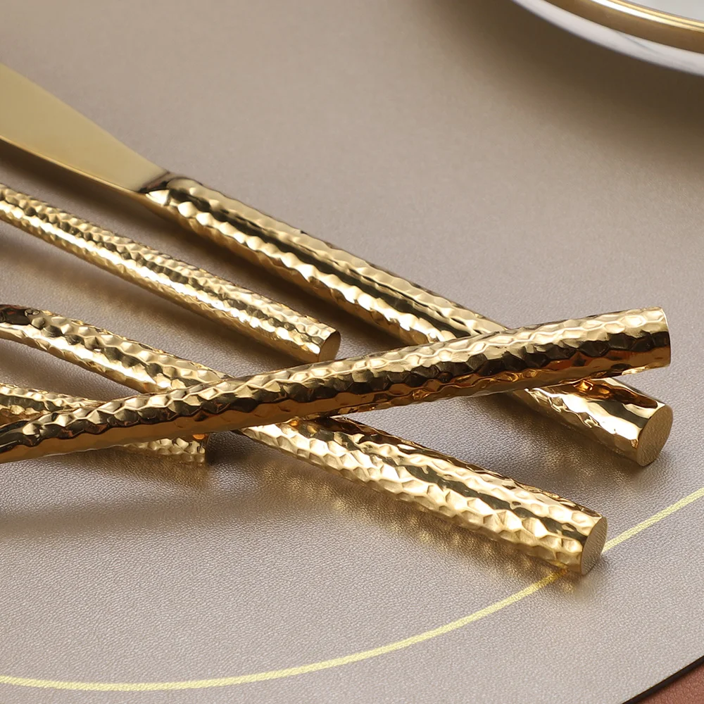 Fashion Shiny Gold 18/10 Stainless Steel Flatware Set Gold Dinner Knife Fork 304 Cutlery Drop Shipping