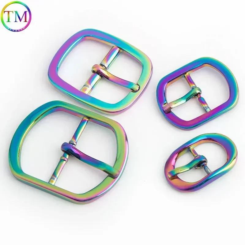 16mm 20mm 25mm 38mm Rainbow Metal Belt Buckles Adjustable Slide Strap Clasp Roller Single Pin Buckle For Bags Accessories