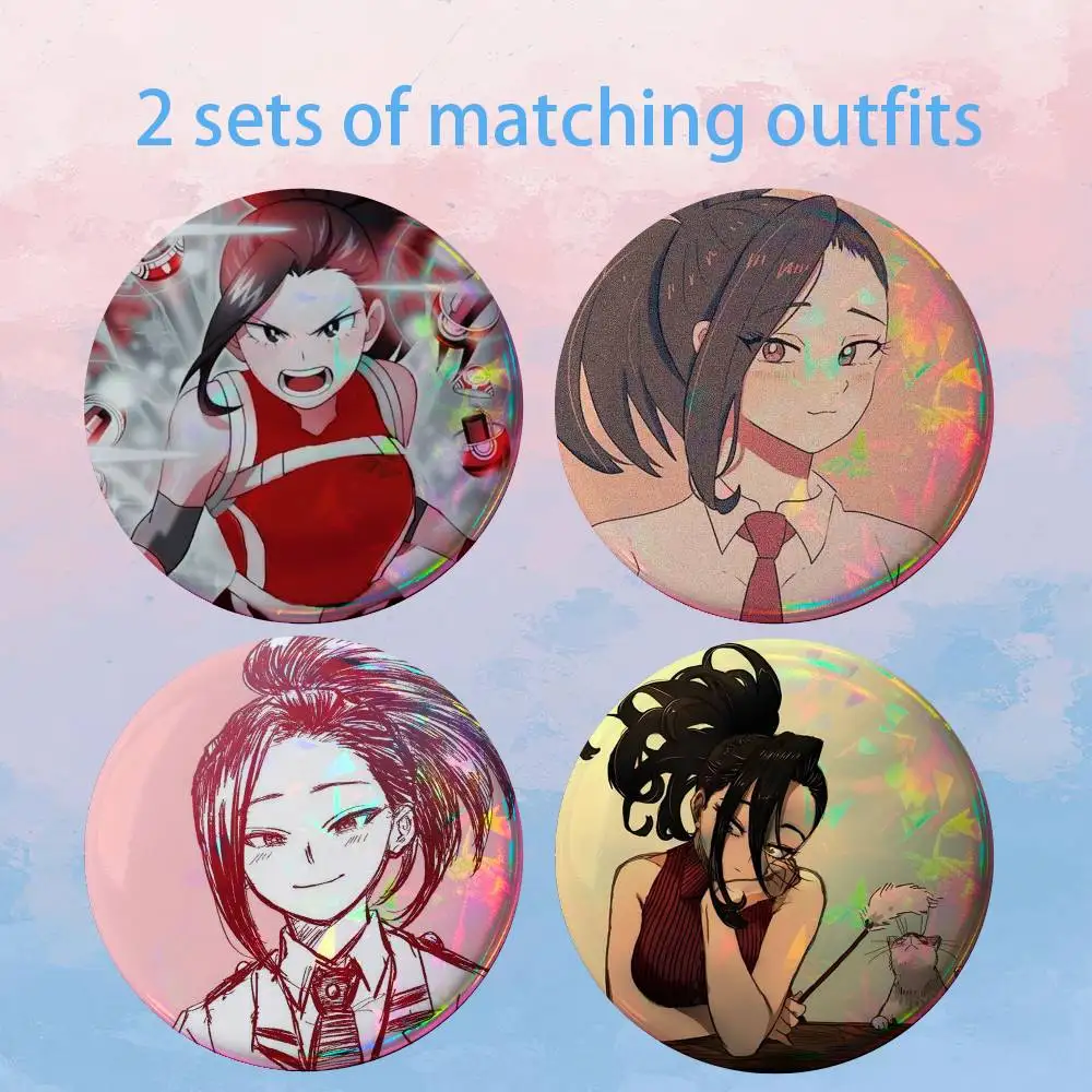MHA Y-Yaoyorozu Momo 2 piece set Badges On Backpack Jacket Cartoon Round Brooches Acrylic Button Pins Collection Gifts