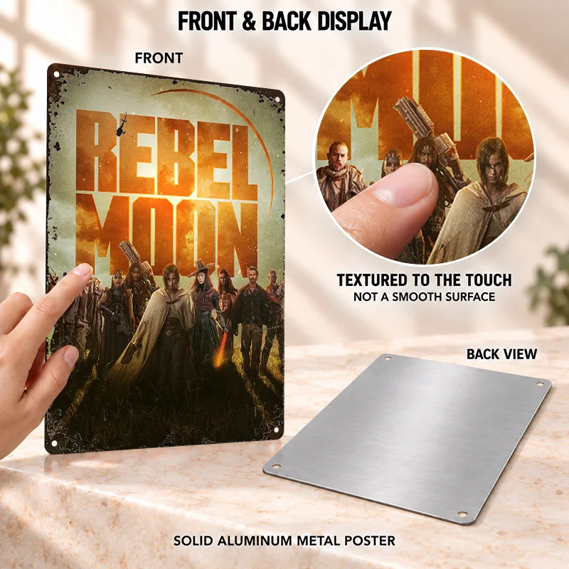Rebel Moon Textured Metal Posters Bold Decorative Graphic Collector Room Wall Art Customized Aluminum Sign Gift For Movie Fans