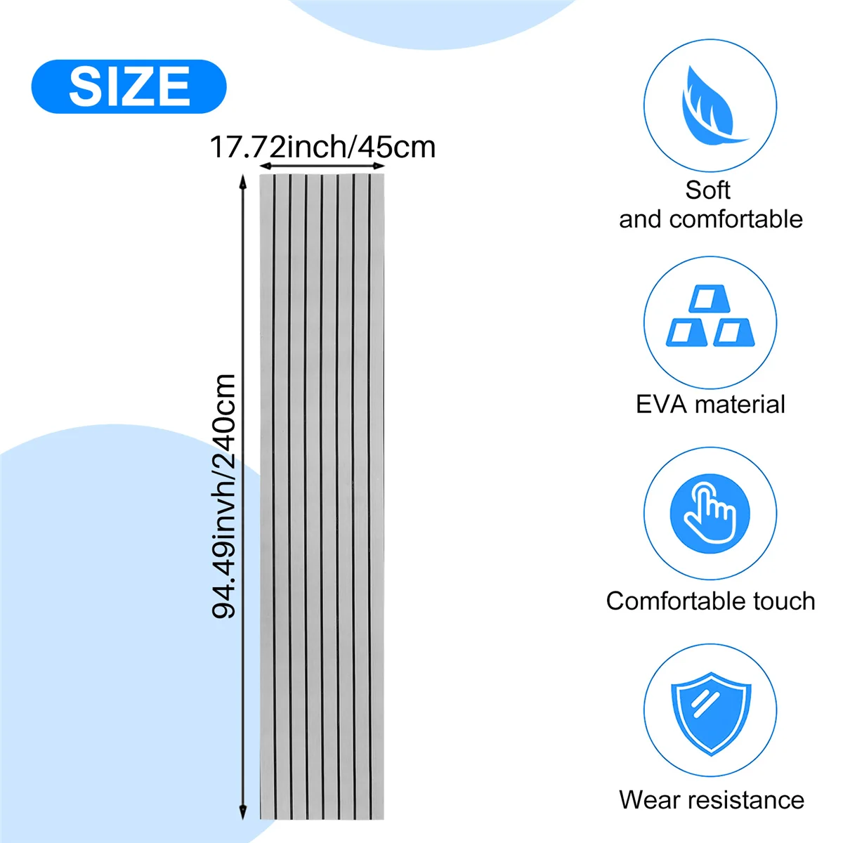 6MM Self Adhesive EVA Foam Teak Sheet Marine Boat Yacht Synthetic Decking Foam Floor Mat Flooring Gray 240X45cm