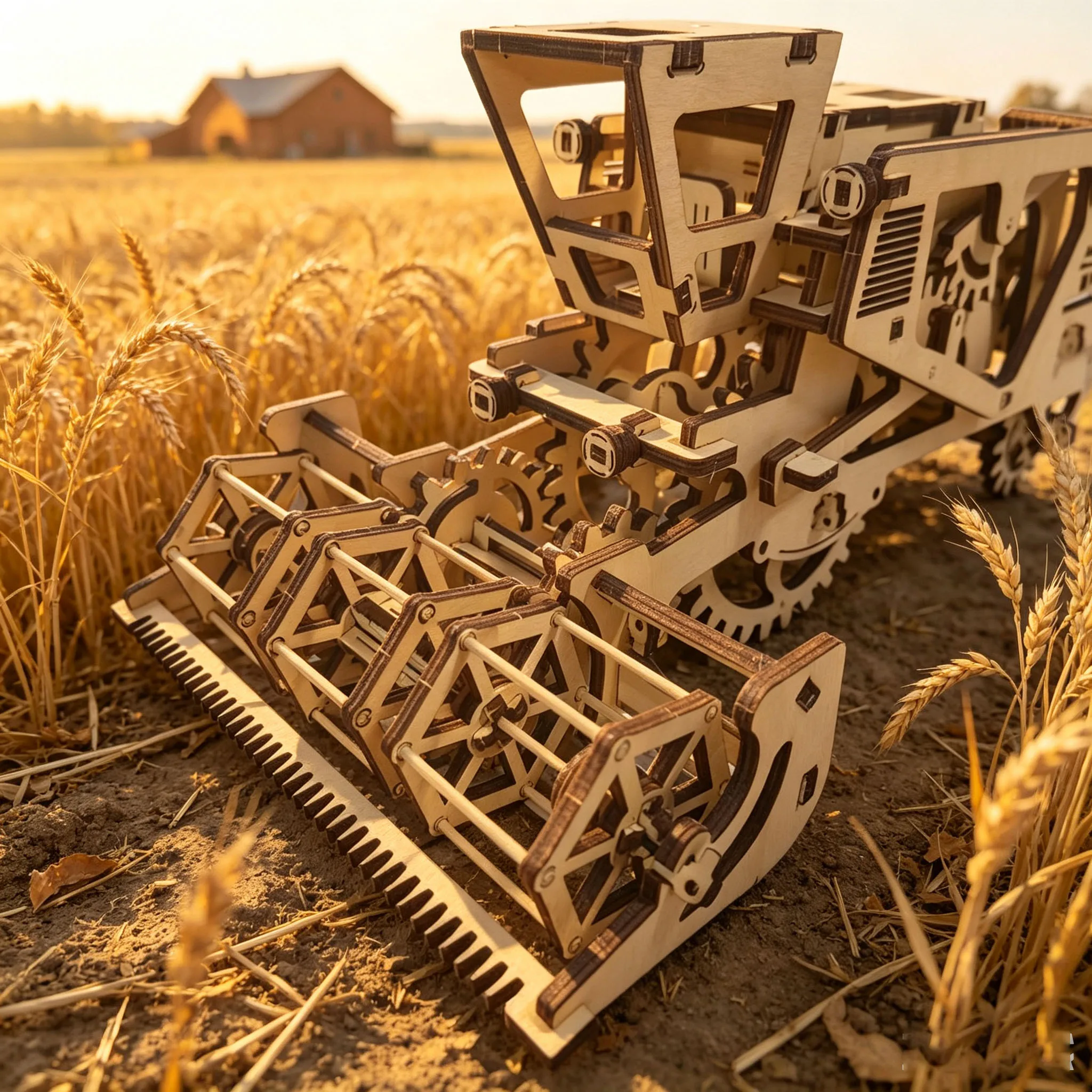 3D Combine Harvester Model Wooden Puzzle Suitable for teenagers aged 14 and above Parental bonding activity Enhances patience
