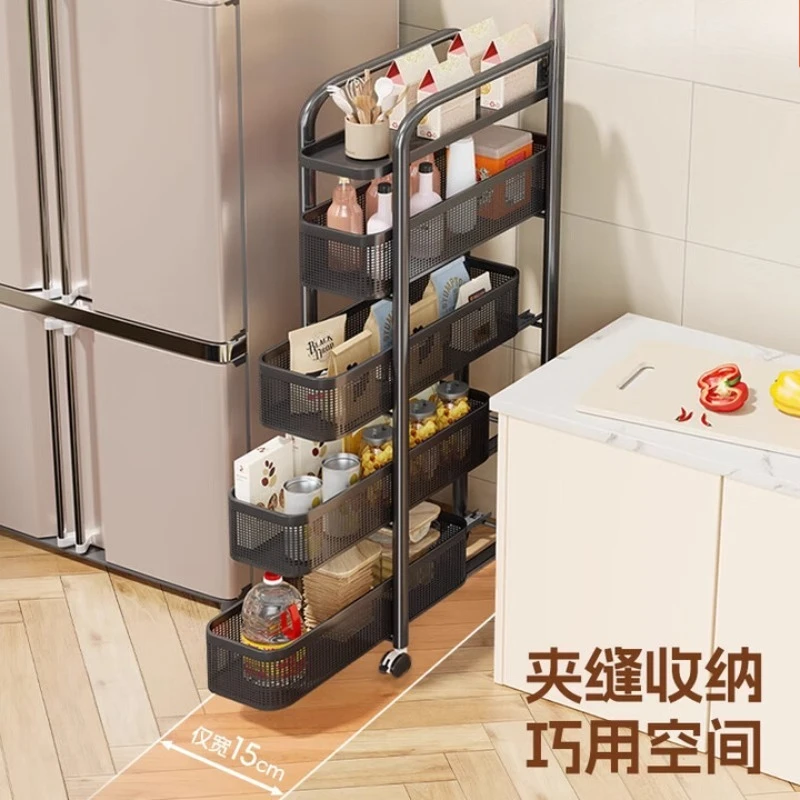 رف شق المطبخ، خزانة فواكه وخضروات ضيقة للغاية قابلة للسحب #4