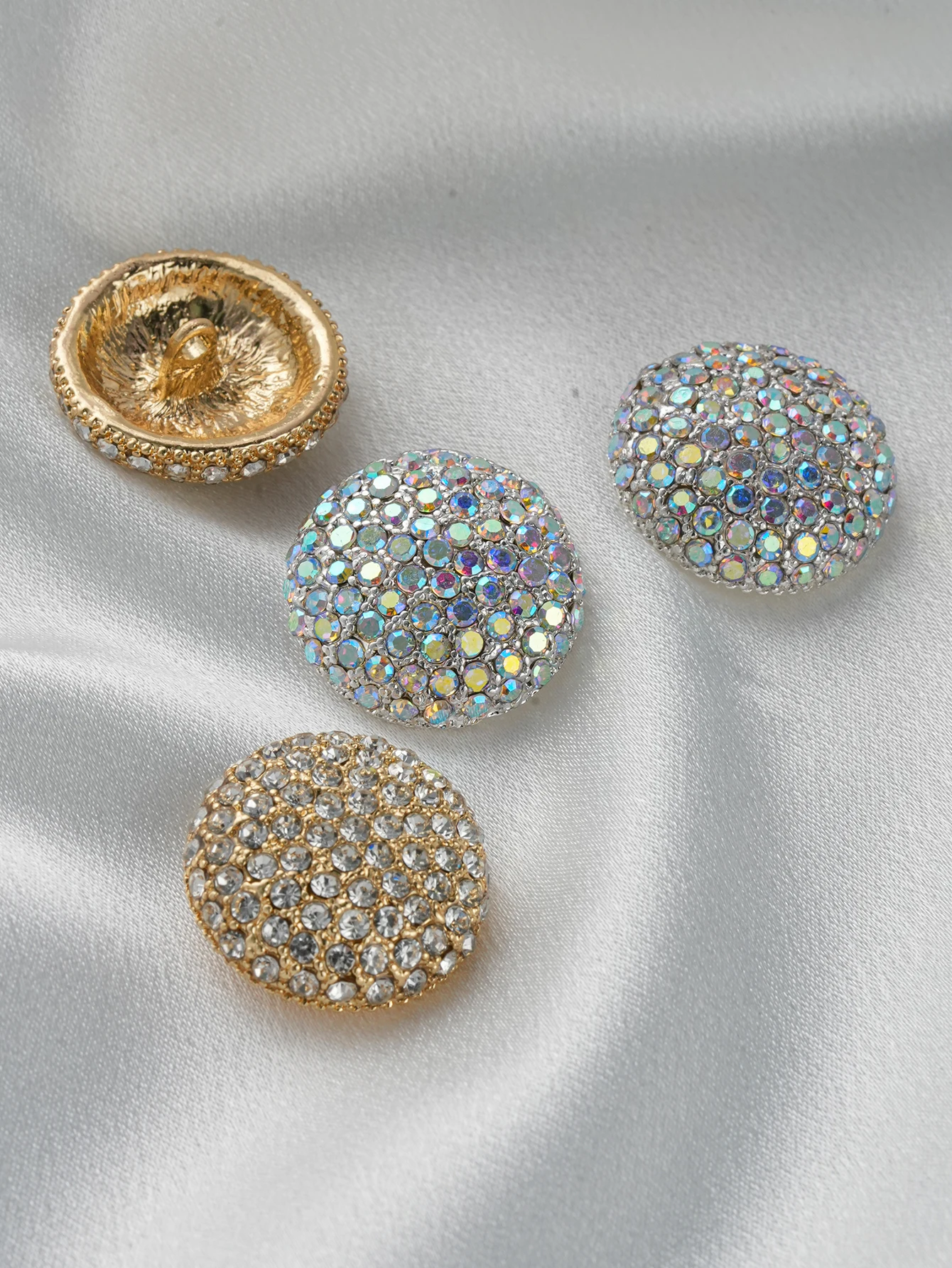 3Pcs/Set 16/21/25MM Metal Full Rhinestone Buttons Shirt Sewn Buttons DIY Round Decorative Buckle Handmade Sewing Accessories