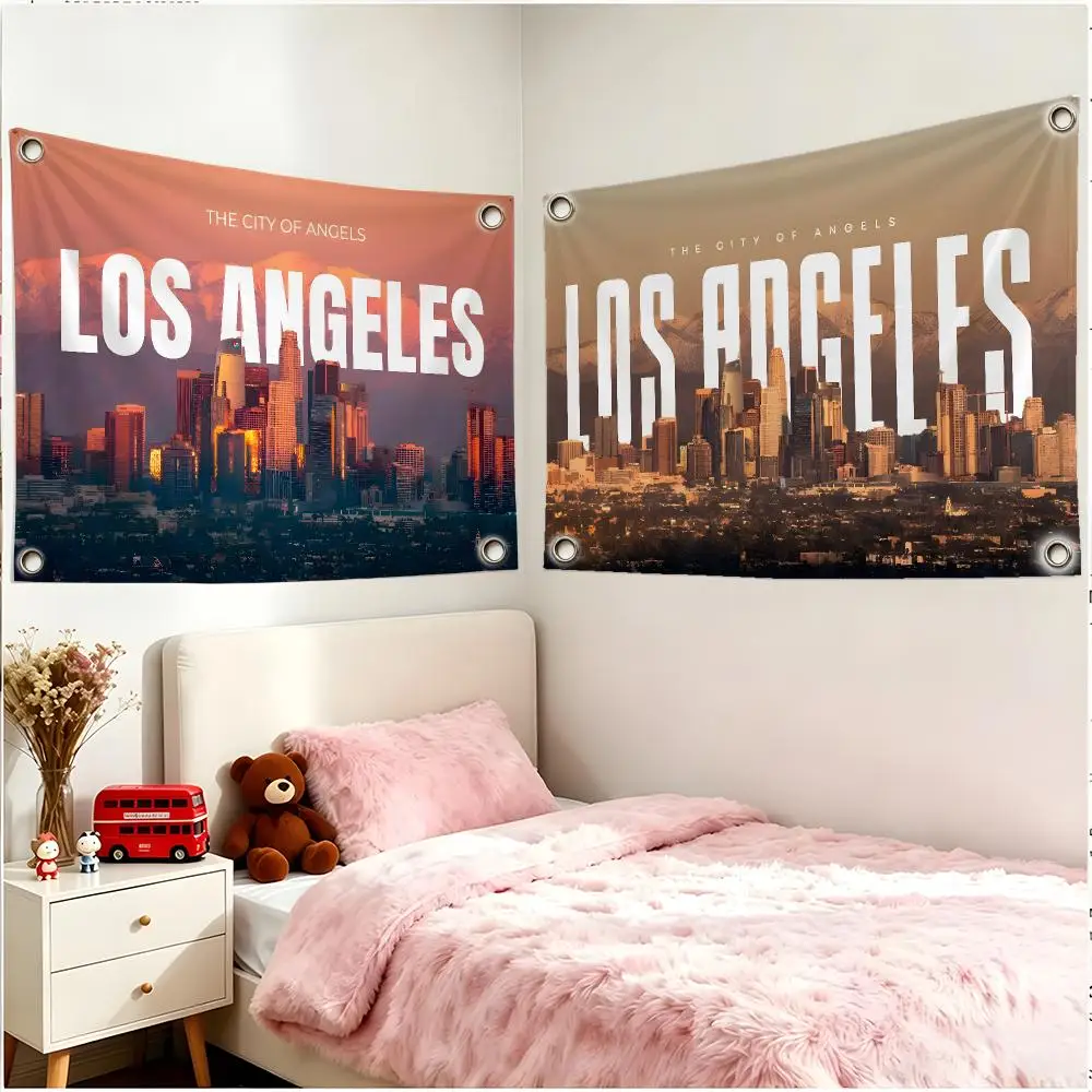 Rustic Cinematic Scenery R-Retro American City Flags Borderless Four Ring Ornament Indoor Outdoor Decoration Quick Hang Install