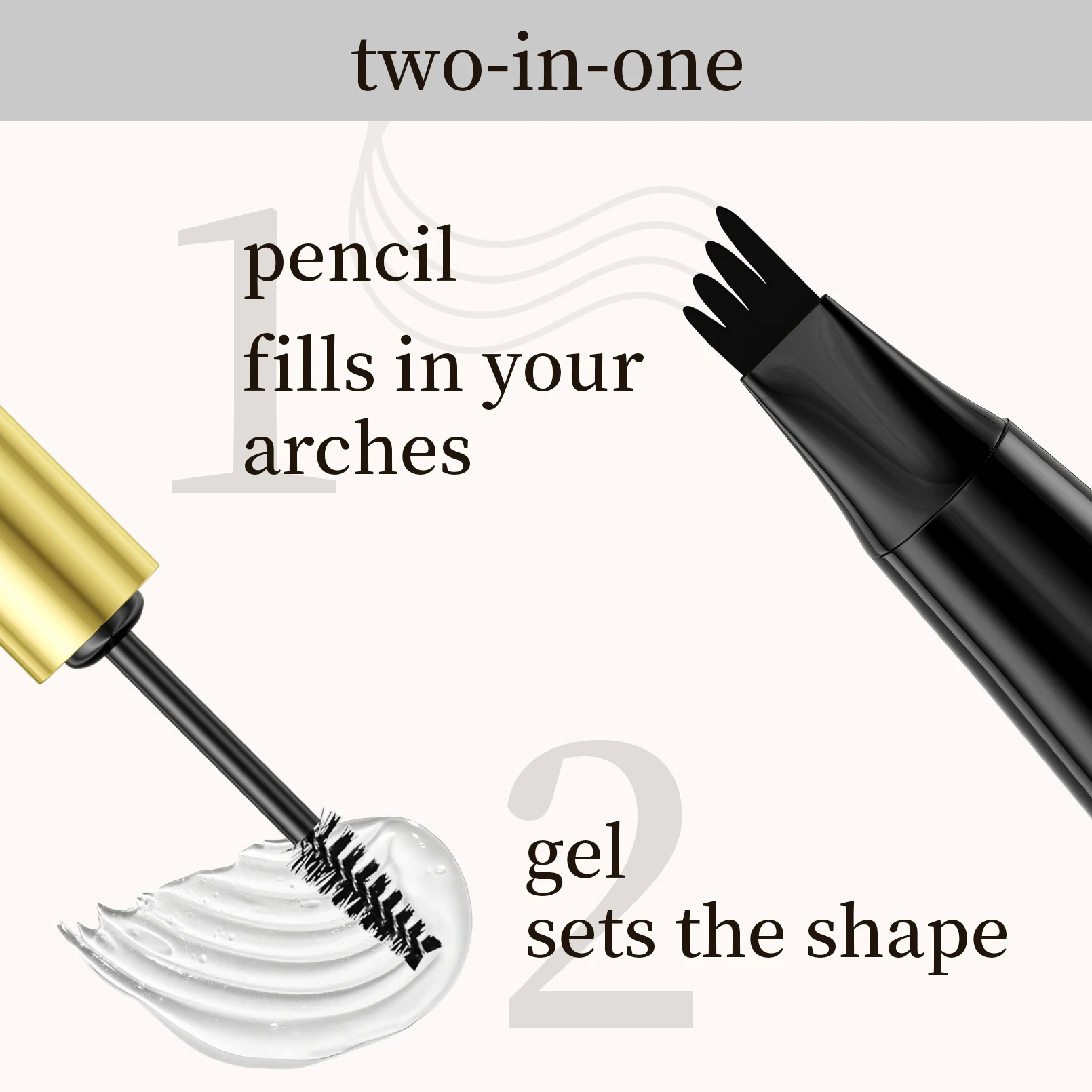 Lápiz de cejas de cuatro garras Lápiz de cejas 2 en 1 y gel de cejas sellado, maquillaje de cejas para una apariencia real, cejas más llenas
