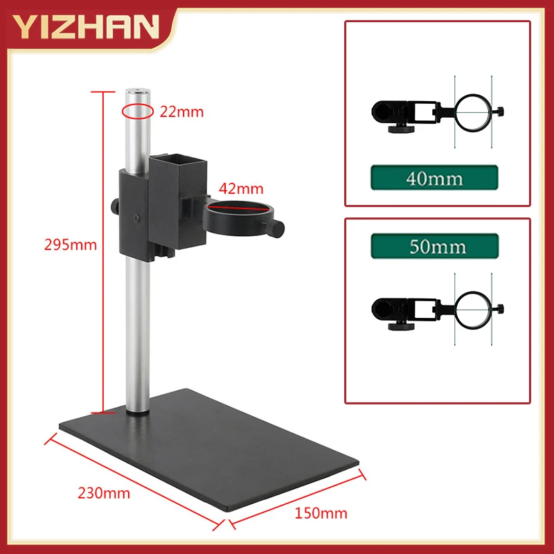 

YIZHAN 40/50mm Installation Diameter Microscope Stages & Stands Stable Metal Adjustable Working Distance Small Base Bracket Tool